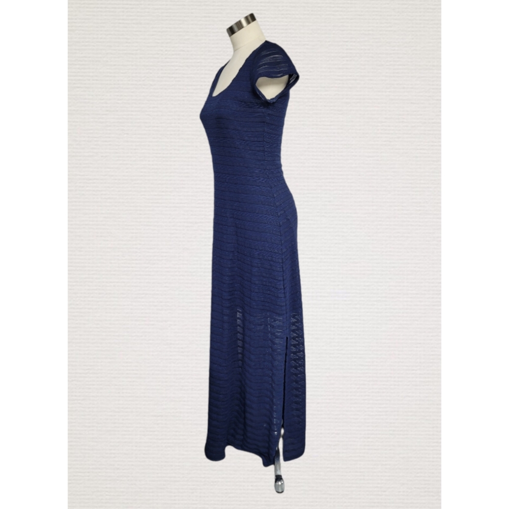 Lilly Politzer long dress blue color short sleeves size  M - Picture 4 of 12